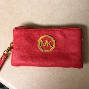 Faux leather wristlet